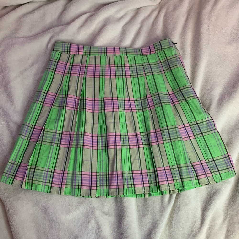 BP Bright Pleated Plaid Skirt